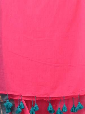 pink solid mulmul soft saree 4