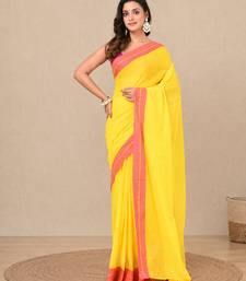 yellow solid mulmul soft saree