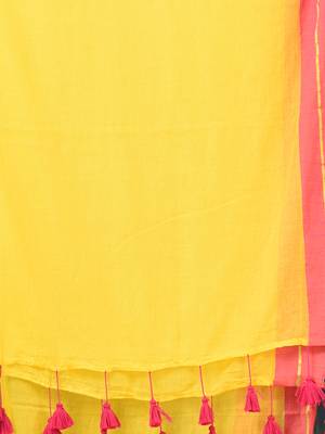 yellow solid mulmul soft saree 4