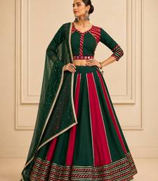 Green Cotton Handwork Navratri Lehenga Choli