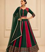 Green Cotton Handwork Navratri Lehenga Choli