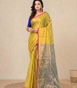 Lemon yellow solid tissue soft saree