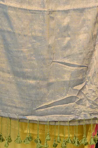 Lemon yellow solid tissue soft saree