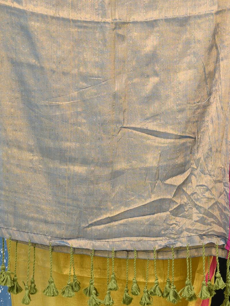 Lemon yellow solid tissue soft saree