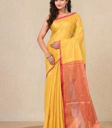 Yellow solid tissue soft saree