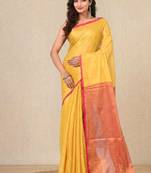 Yellow solid tissue soft saree