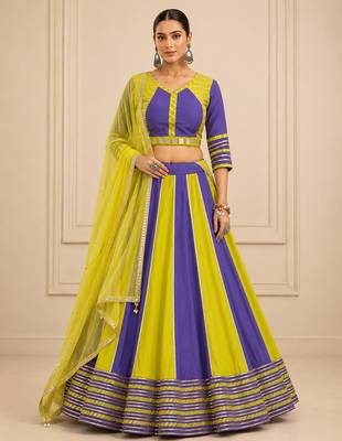Lavender Cotton Handwork Navratri Lehenga Choli 2