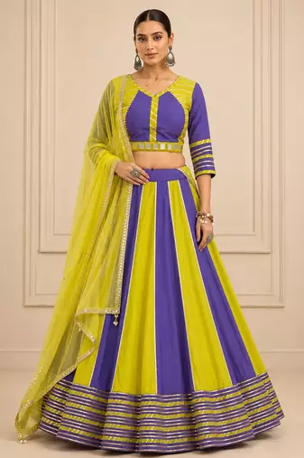 Lavender Cotton Handwork Navratri Lehenga Choli
