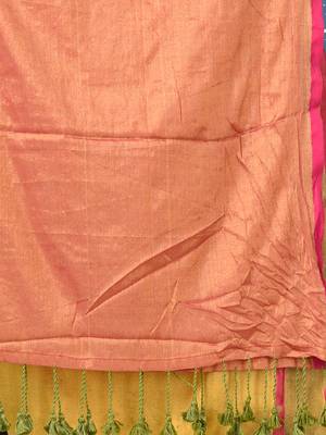 Yellow solid tissue soft saree 4
