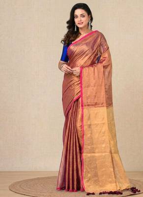 Brown solid tissue soft saree 1