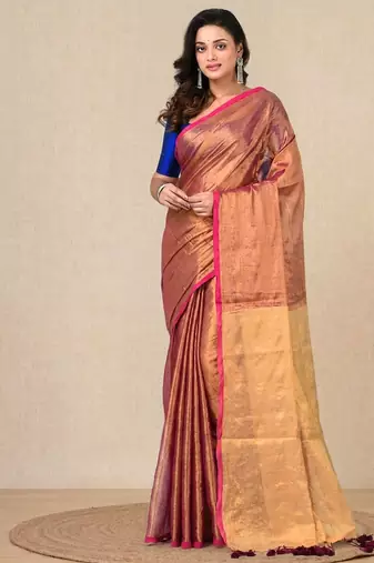 Brown solid tissue soft saree