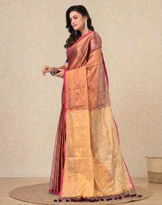Brown solid tissue soft saree 2