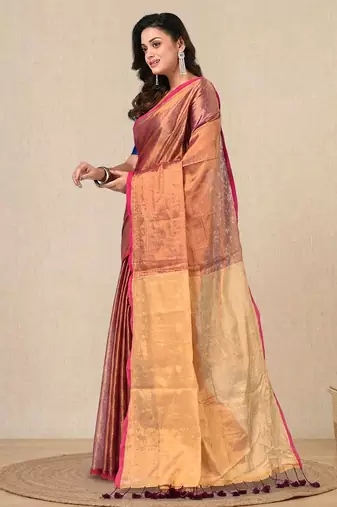 Brown solid tissue soft saree