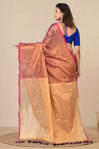 Brown solid tissue soft saree