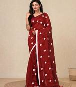 red polka dots cotton blend soft saree