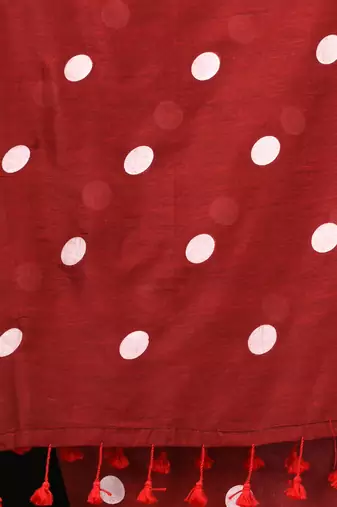 red polka dots cotton blend soft saree
