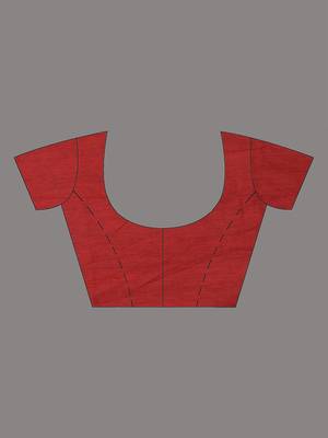 red polka dots cotton blend soft saree 5