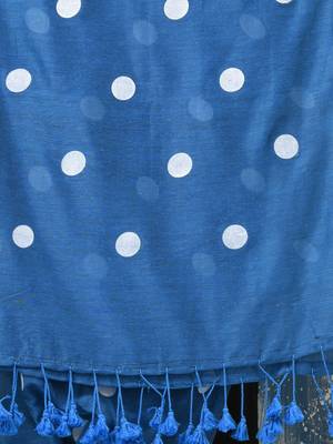 sky blue polka dots cotton blend soft saree 4
