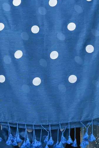sky blue polka dots cotton blend soft saree