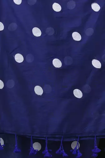 blue polka dots cotton blend soft saree
