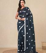 grey polka dots cotton blend soft saree
