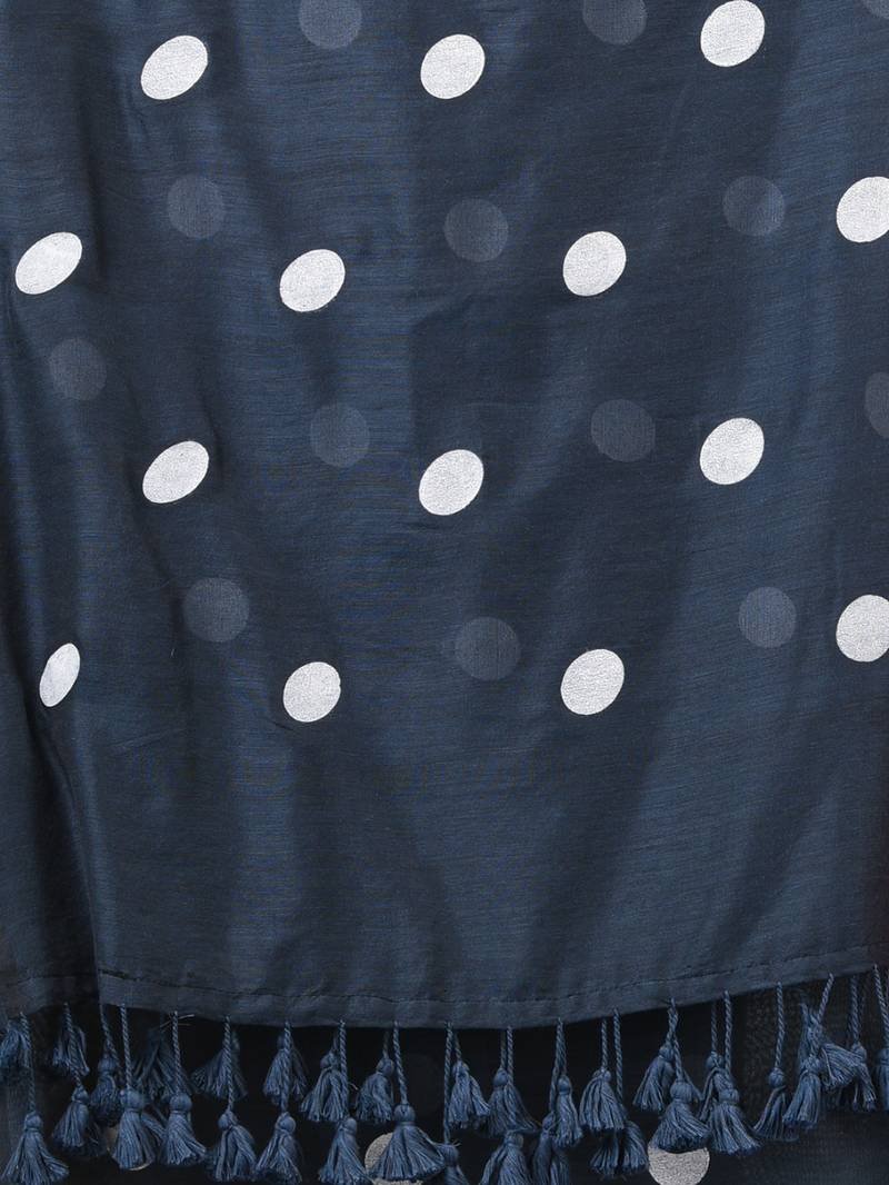 grey polka dots cotton blend soft saree