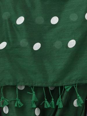 green polka dots cotton blend soft saree 4