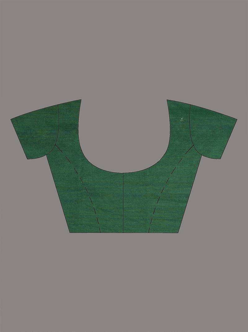 green polka dots cotton blend soft saree