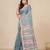 sky blue stripes cotton blend handspun soft saree