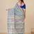 sky blue stripes cotton blend handspun soft saree