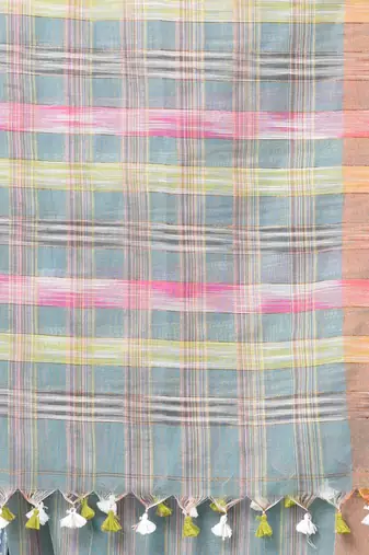sky blue stripes cotton blend handspun soft saree