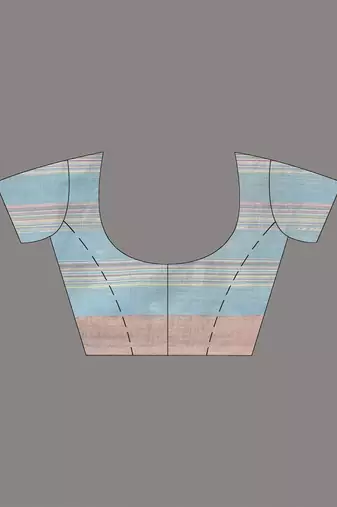 sky blue stripes cotton blend handspun soft saree