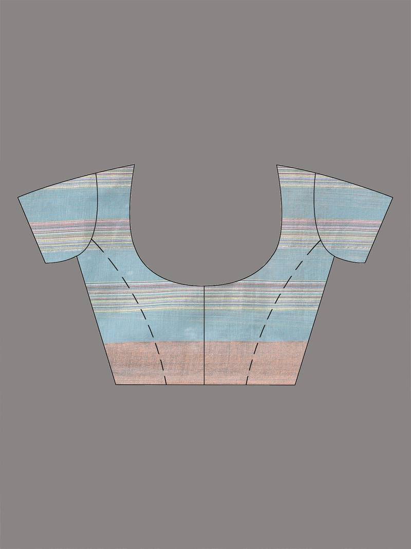 sky blue stripes cotton blend handspun soft saree