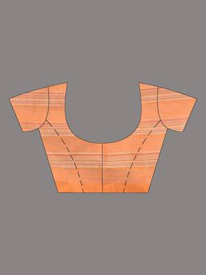 orange stripes cotton blend handspun soft saree 5
