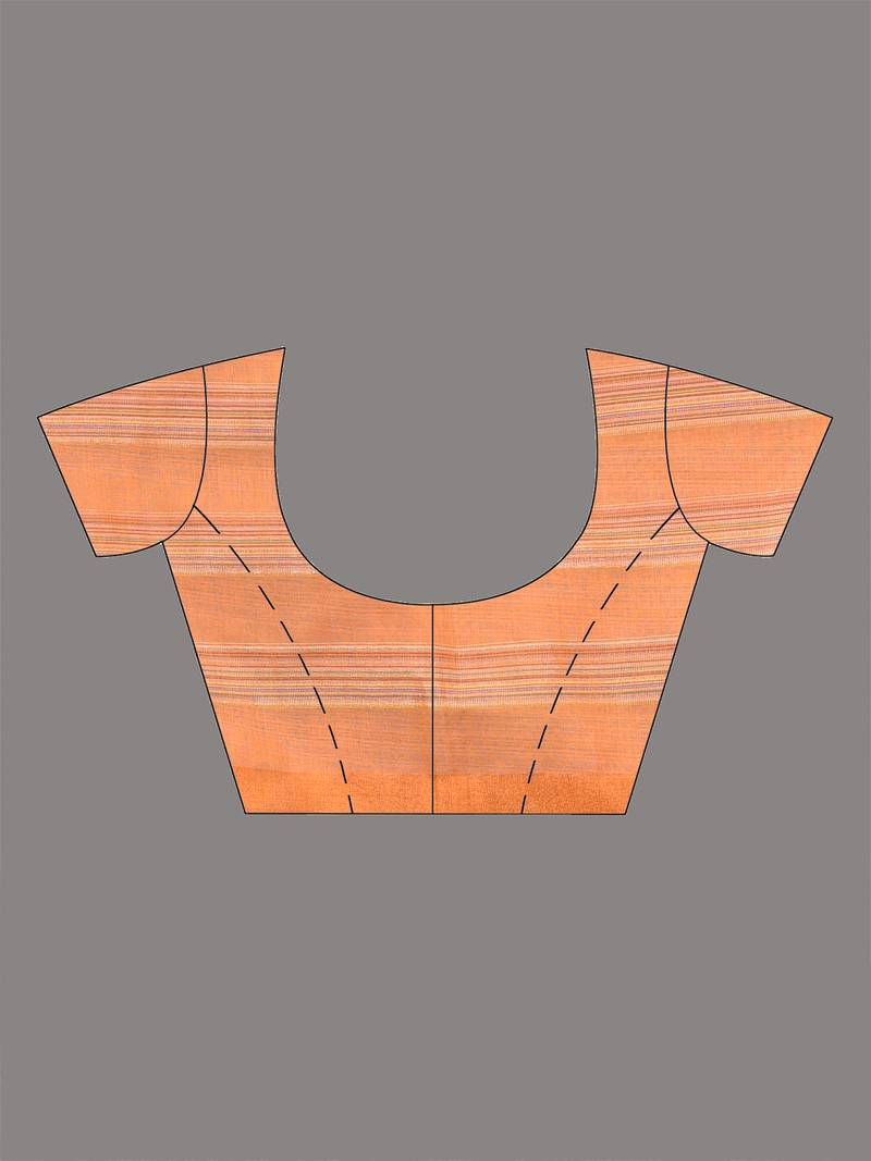 orange stripes cotton blend handspun soft saree