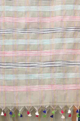 pale green stripes cotton blend handspun soft saree
