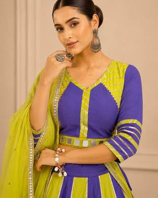 Lavender Cotton Handwork Navratri Lehenga Choli 4