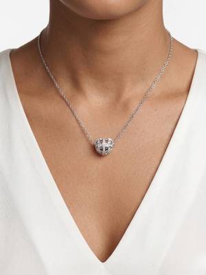 925 Sterling Silver Rhodium Plated Openwork Heart CZ Pendant Necklace Set  for Women 1