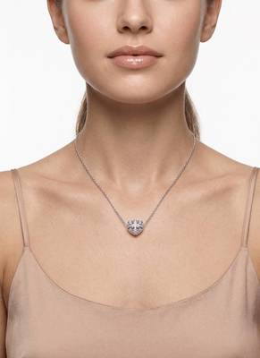 925 Sterling Silver Rhodium Plated Openwork Heart CZ Pendant Necklace Set  for Women 2