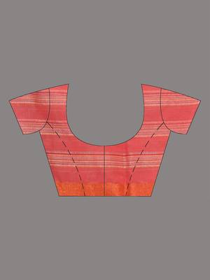 red stripes cotton blend handspun soft saree 5
