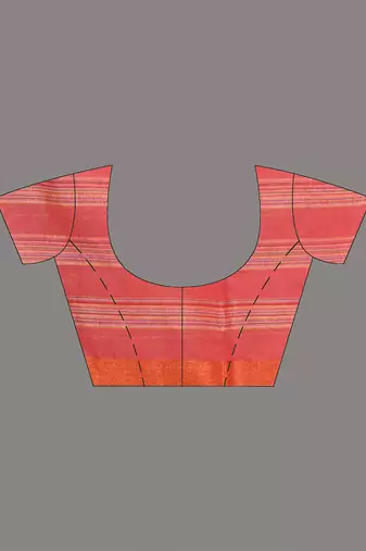 red stripes cotton blend handspun soft saree