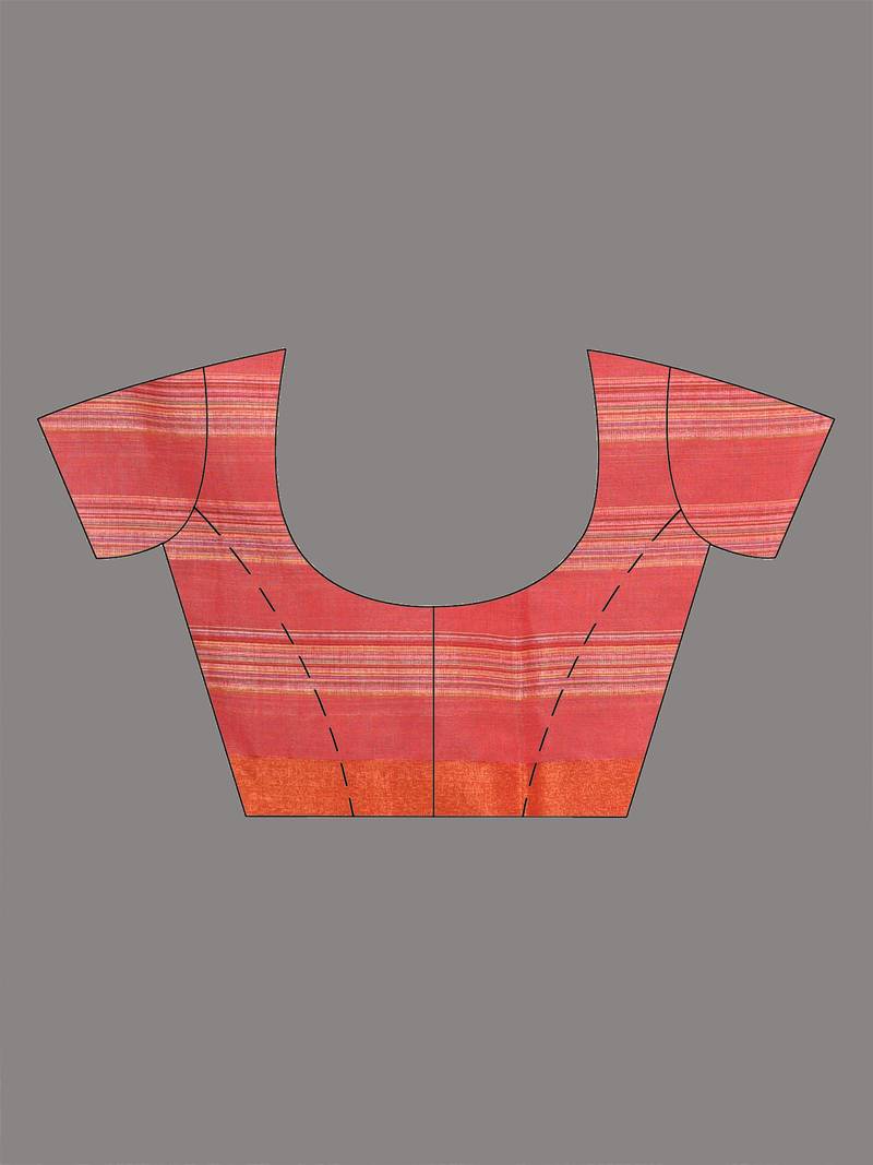 red stripes cotton blend handspun soft saree