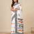 white printed cotton blend handspun soft saree