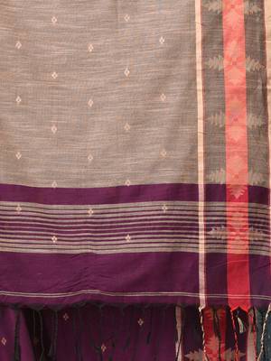 purple ethnic motifs cotton blend handspun soft saree 4