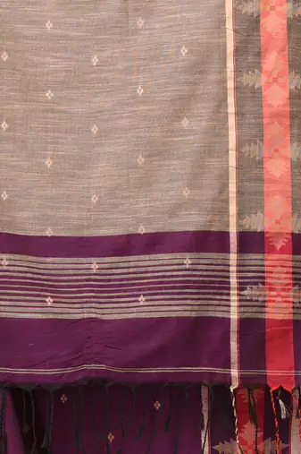 purple ethnic motifs cotton blend handspun soft saree