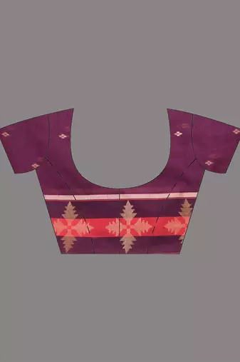 purple ethnic motifs cotton blend handspun soft saree