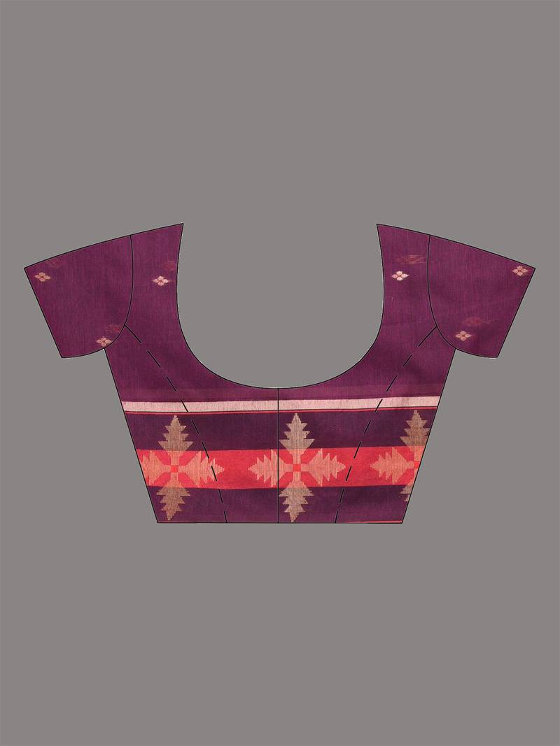 purple ethnic motifs cotton blend handspun soft saree