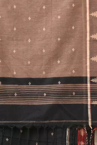 black ethnic motifs cotton blend handspun soft saree