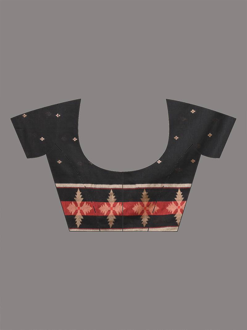 black ethnic motifs cotton blend handspun soft saree