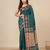 teal ethnic motifs cotton blend handspun soft saree